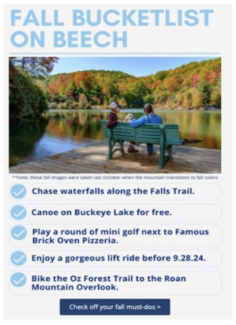Beech Mountain email newsletter campaign 2